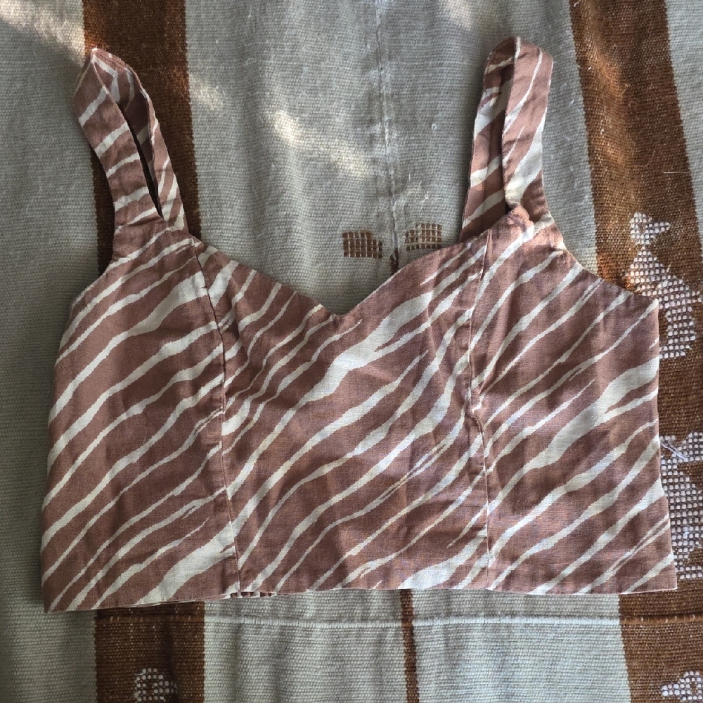 a new day Zebra Stripe Crop Top in Brown and White
